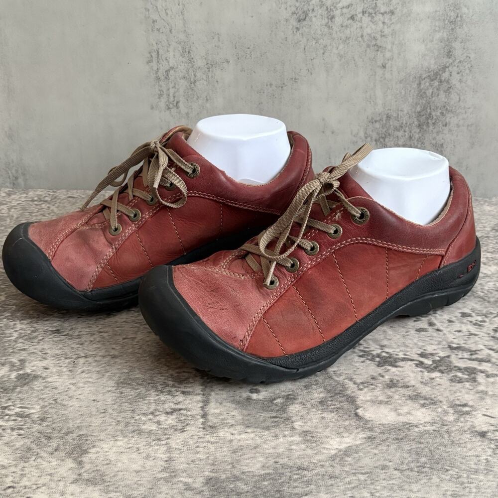 Keen Women's Rust Red Leather Lace-Up Athletic Shoes